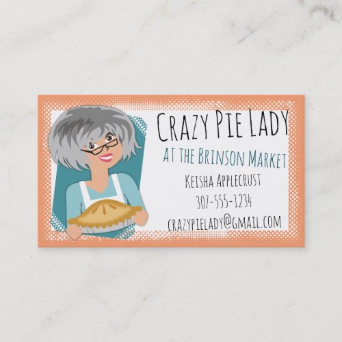 Gray hair woman pie lady bakery baking business card