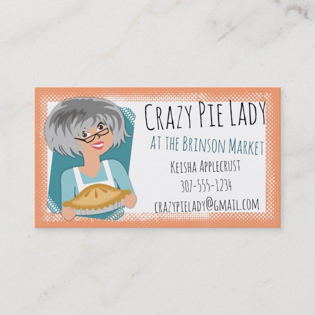 Gray hair woman pie lady bakery baking business card (Front)