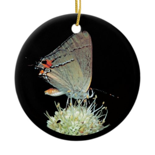 Gray Hairstreak Butterfly Ceramic Ornament