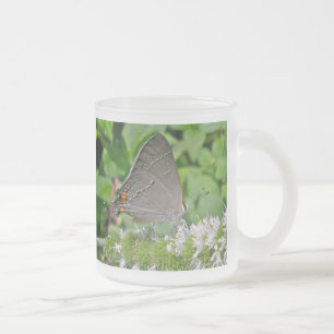 Gray Hairstreak Butterfly Frosted Glass Coffee Mug