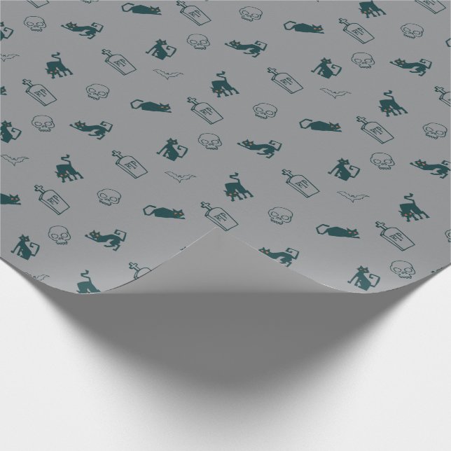 Gray - Halloween Pattern Gift Wrap 💀  (Corner)