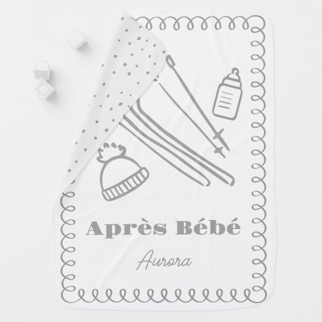 Gray Hand-Drawn Après Bébé Baby Shower Baby Blanket (In Situ)