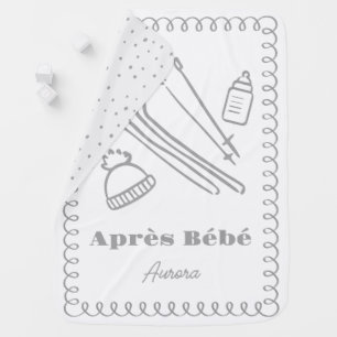Gray Hand-Drawn Après Bébé Baby Shower Blanket