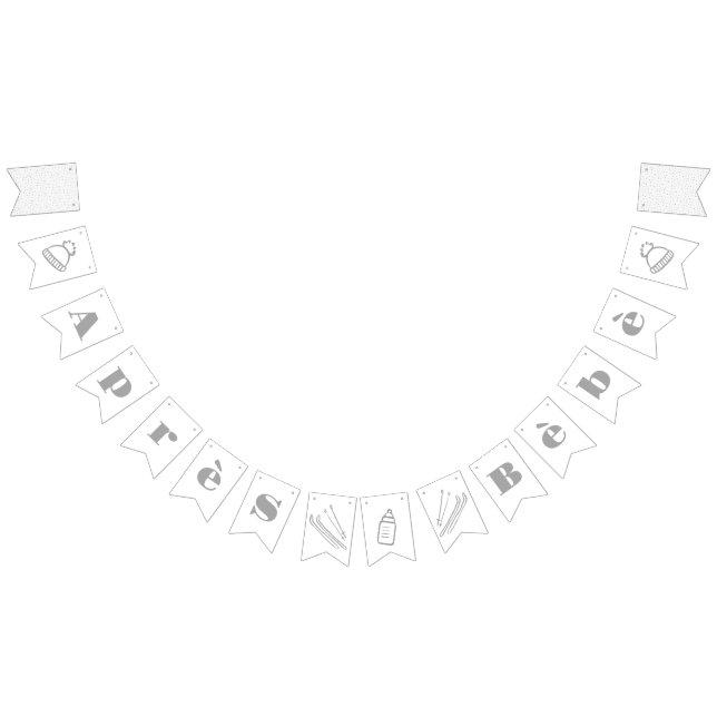 Gray Hand-Drawn Après Bébé Baby Shower Bunting Flags (All)