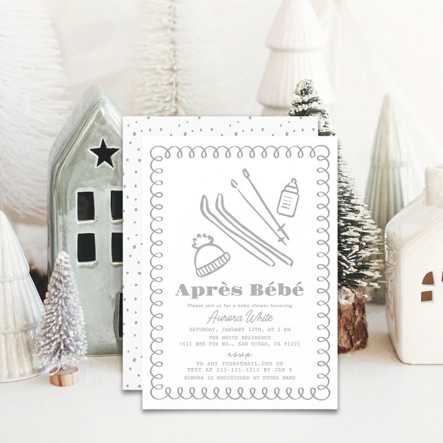 Gray Hand-Drawn Après Bébé Baby Shower Invitation (Creator Uploaded)