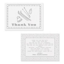 Gray Hand-Drawn Après Bébé Baby Shower Thank You Note Card