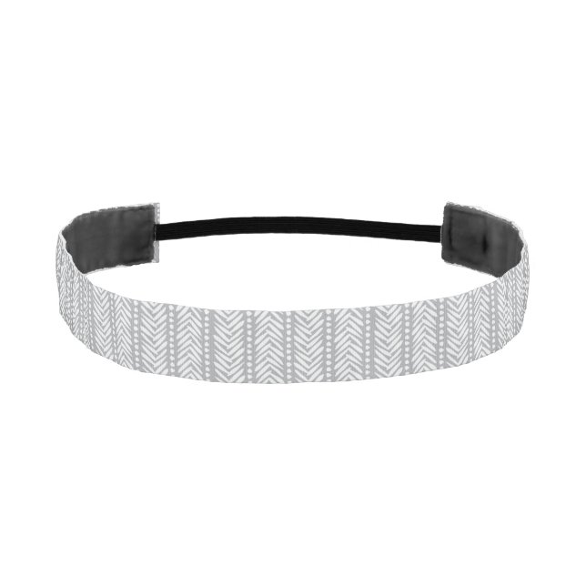 Gray Hand Drawn Chevron Pattern Athletic Headband (Front)