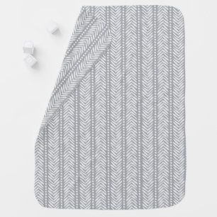 Gray Hand Drawn Chevron Pattern Baby Blanket