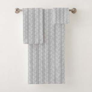 Gray Hand Drawn Chevron Pattern Bath Towel Set