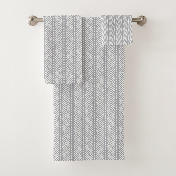 Gray Hand Drawn Chevron Pattern Bath Towel Set Zazzle