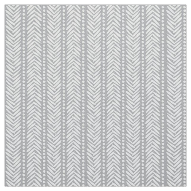 Gray Hand Drawn Chevron Pattern Fabric (Swatch)
