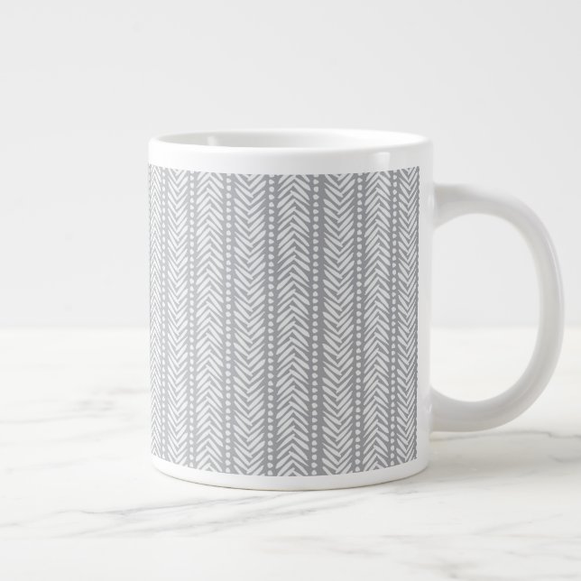 Gray Hand Drawn Chevron Pattern Giant Coffee Mug (Right)