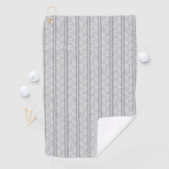 Gray Hand Drawn Chevron Pattern Golf Towel (InSitu)