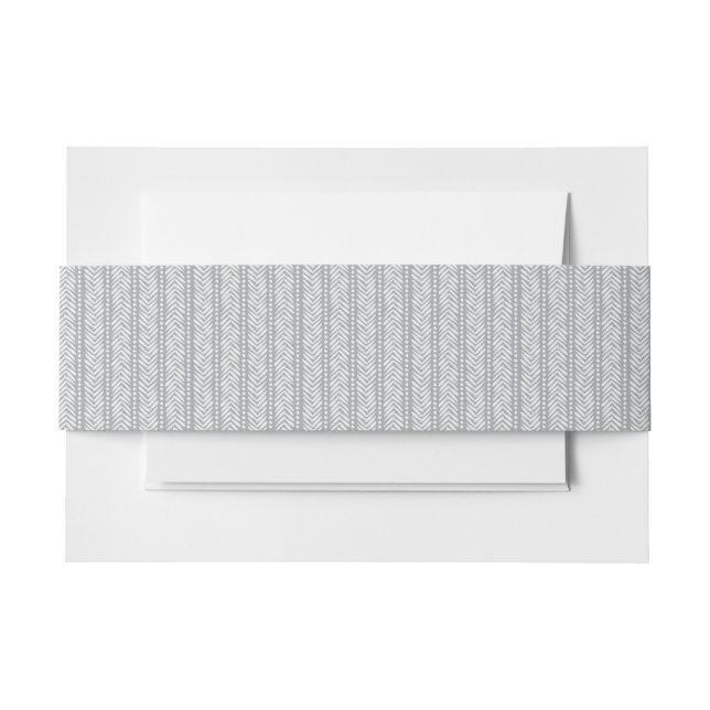Gray Hand Drawn Chevron Pattern Invitation Belly Band (Front Example)