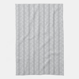 Gray Hand Drawn Chevron Pattern Kitchen Towel