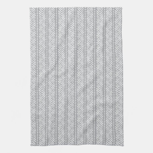Gray Hand Drawn Chevron Pattern Kitchen Towel (Vertical)