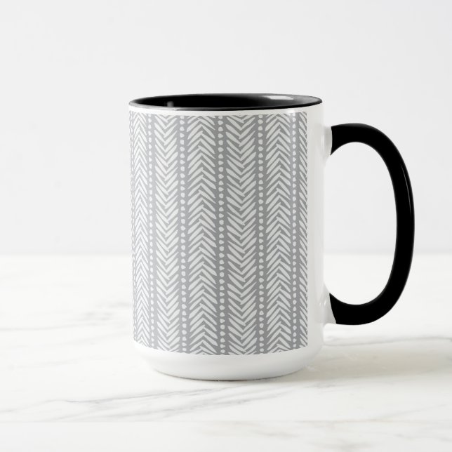 Gray Hand Drawn Chevron Pattern Mug (Right)