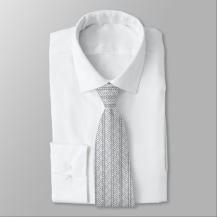 Gray Hand Drawn Chevron Pattern Neck Tie