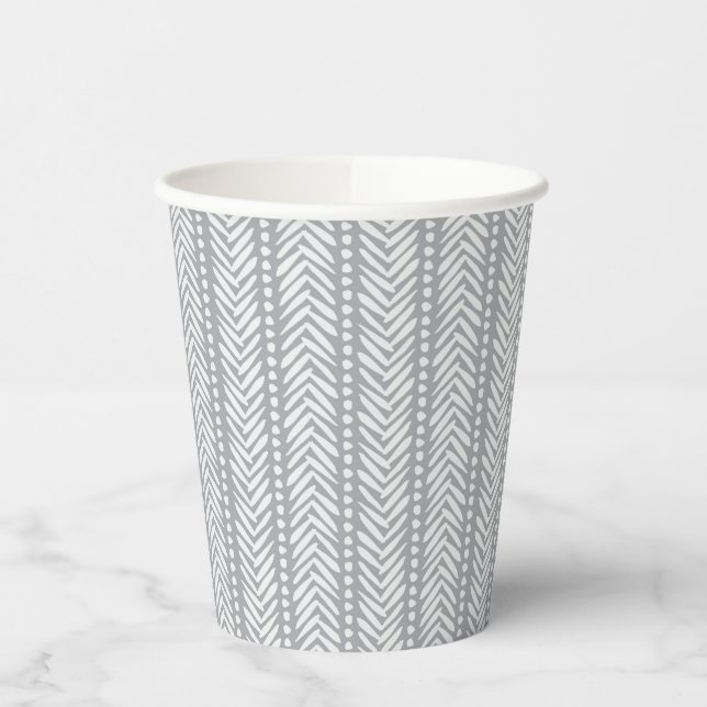 Gray Hand Drawn Chevron Pattern Paper Cups (Left)