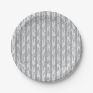 Gray Hand Drawn Chevron Pattern Paper Plates