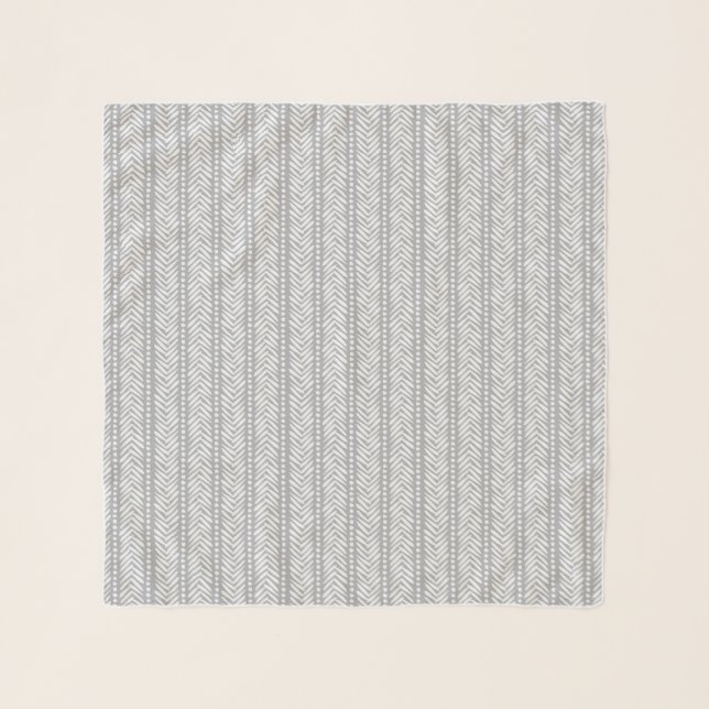 Gray Hand Drawn Chevron Pattern Scarf (Front)