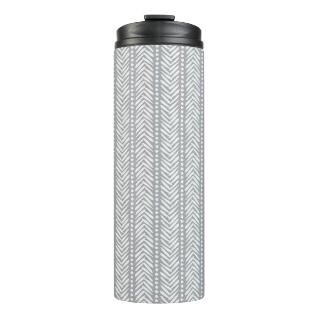 Gray Hand Drawn Chevron Pattern Thermal Tumbler (Front)