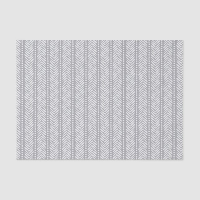 Gray Hand Drawn Chevron Pattern Tissue Paper (Front)