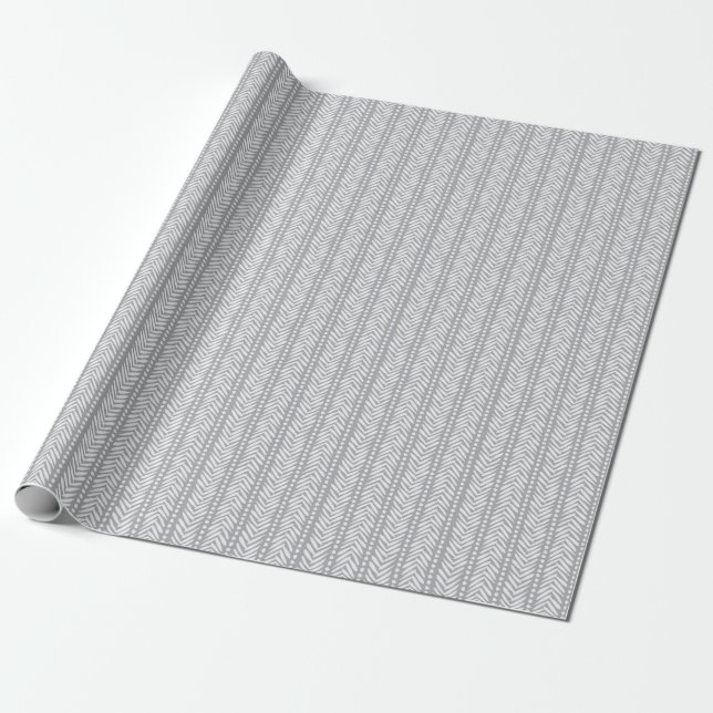 Gray Hand Drawn Chevron Pattern Wrapping Paper (Unrolled)