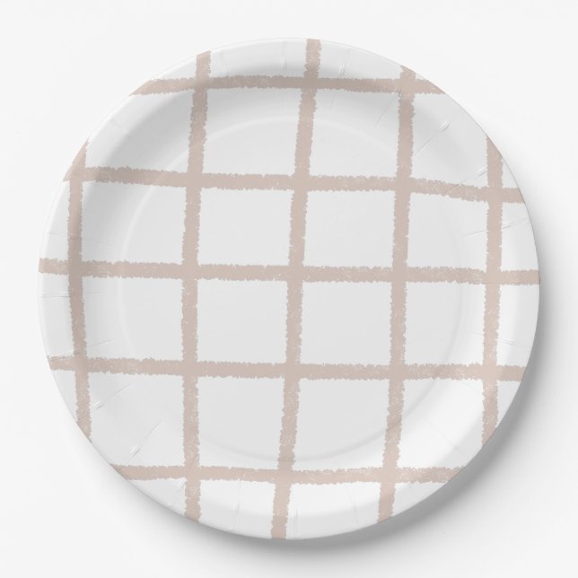 Gray Handdrawn Grid Paper Plates (Front)