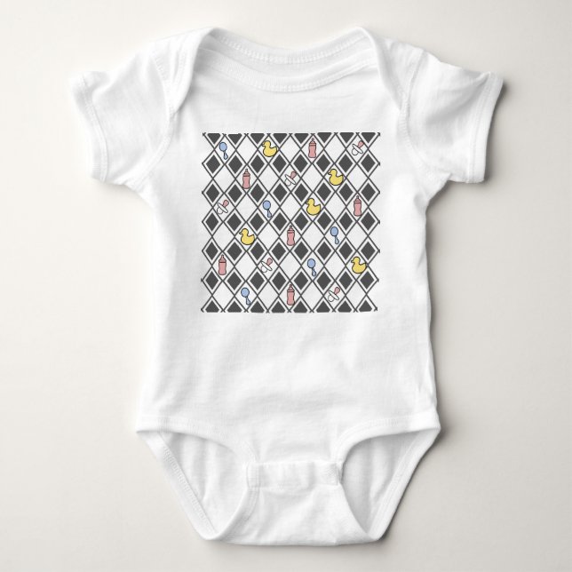Gray Harlequin  Baby Bodysuit (Front)