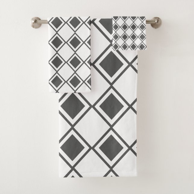 Gray Harlequin  Bath Towel Set (Insitu)
