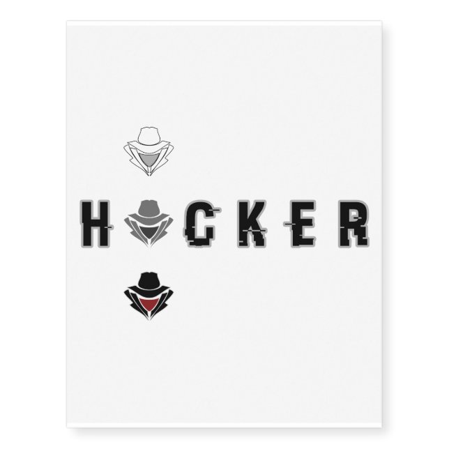Gray Hat Hacker Temporary Tattoos (Front)