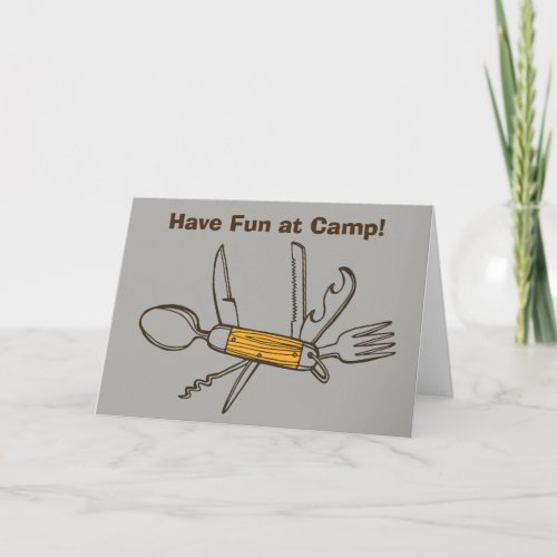 Gray Have Fun At Camp Pocket Knife Greeting Card