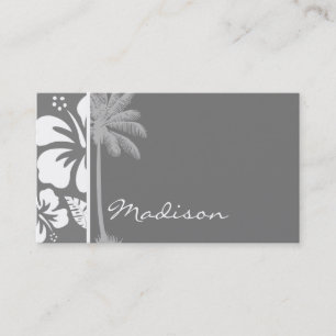 Gray Hawaiian Tropical Hibiscus; Summer Palm Business Card