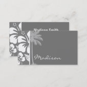 Gray Hawaiian Tropical Hibiscus; Summer Palm Business Card (Front/Back)