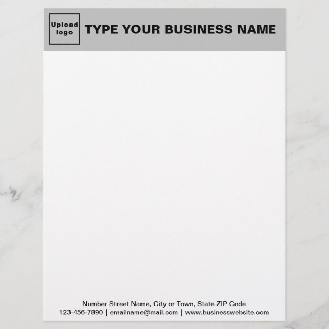 Gray Header and Black Texts Footer on Business Let Letterhead (Front)