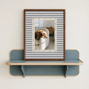 Gray Heart Border Poster - Custom Picture Gift