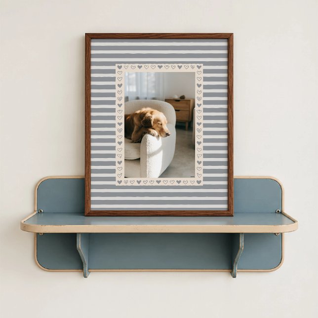 Gray Heart Border Poster - Custom Picture Gift (Gray Heart Border Poster - close-up view (frame/decor not included)
)
