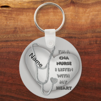Gray Heart CNA Nurse Keychain