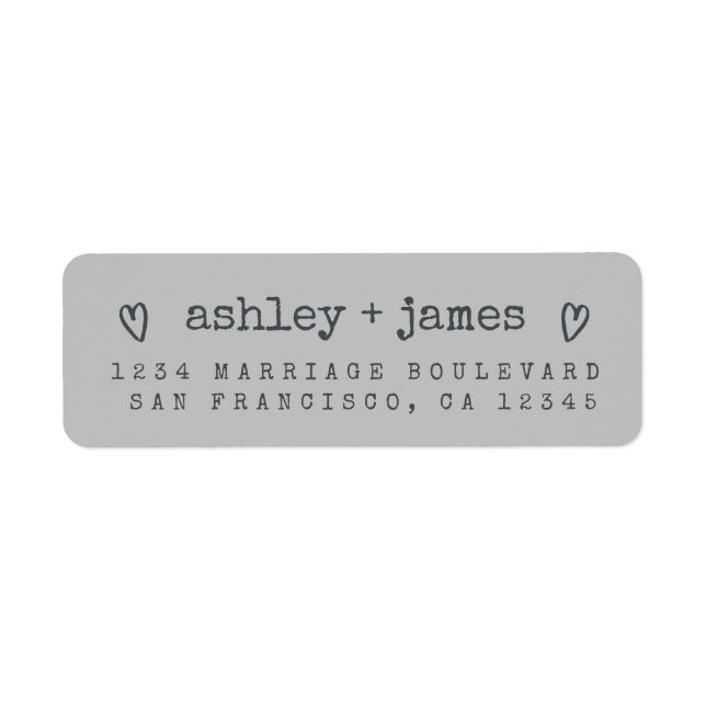 Gray Heart Couple Return Address Label (Front)