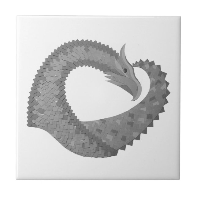 Gray heart dragon on white tile (Front)