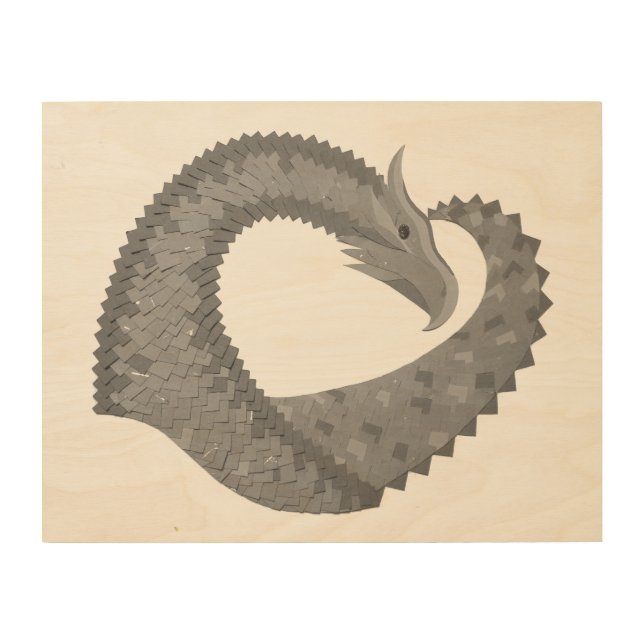 Gray heart dragon wood wall decor (Front)