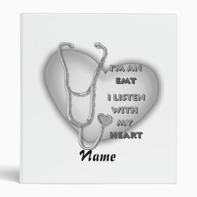 Gray Heart EMT 3 Ring Binder (Front)