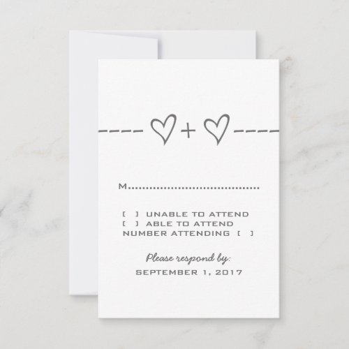 Gray Heart Equation Response Card