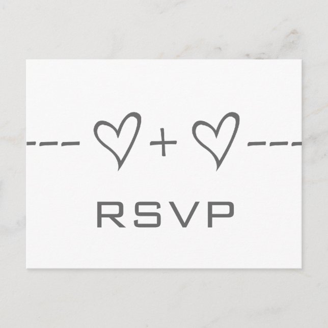 Gray Heart Equation RSVP Postcard (Front)