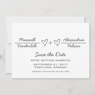 Gray Heart Equation Save the Date Invite