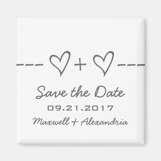 Gray Heart Equation Save the Date Magnet (Front)