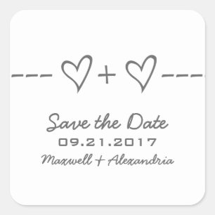 Gray Heart Equation Save the Date Stickers
