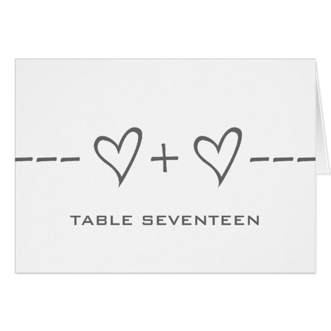 Gray Heart Equation Table Number Card (Front Horizontal)