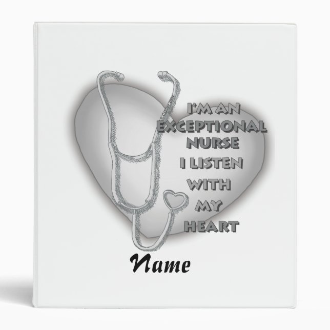 Gray heart exceptional nurse  3 ring binder (Front)